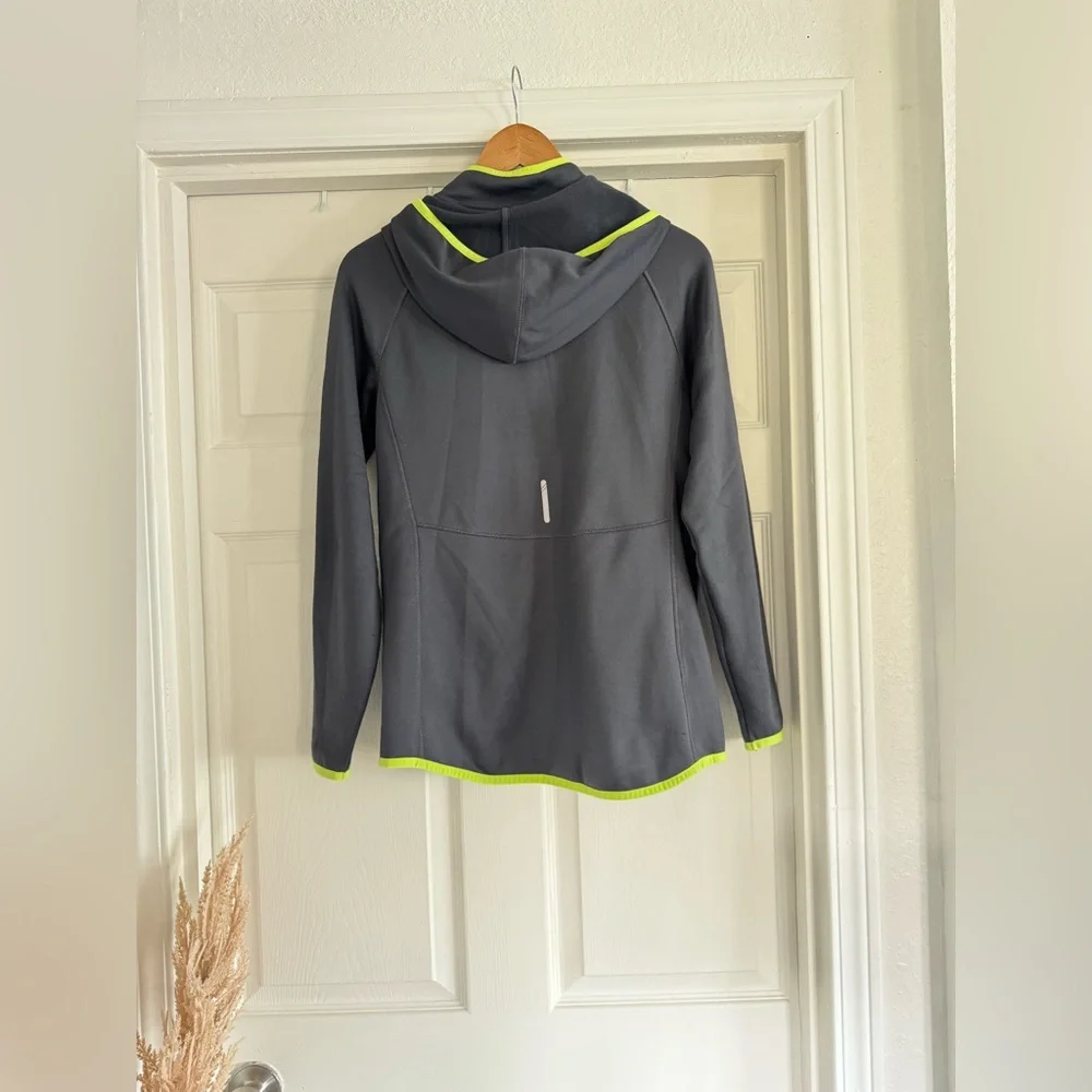 Champion Fleece Zip-Up, Gray & Green, Size Small